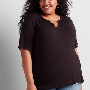 Brand New! Perfect Sleeve Split-Neck Tee